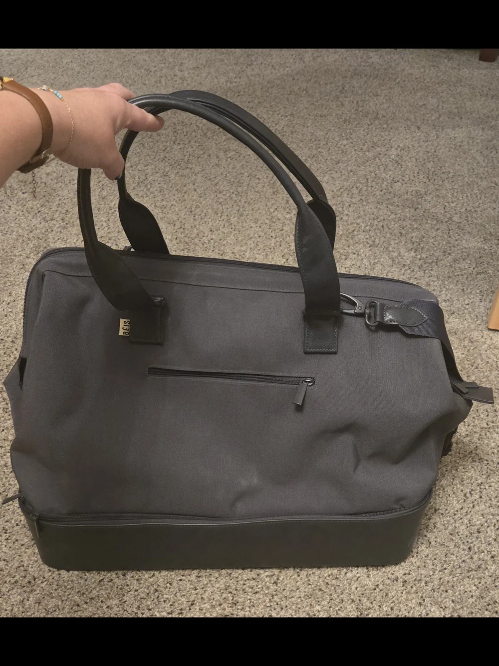 BEIS Navy Weekender bag, used three times